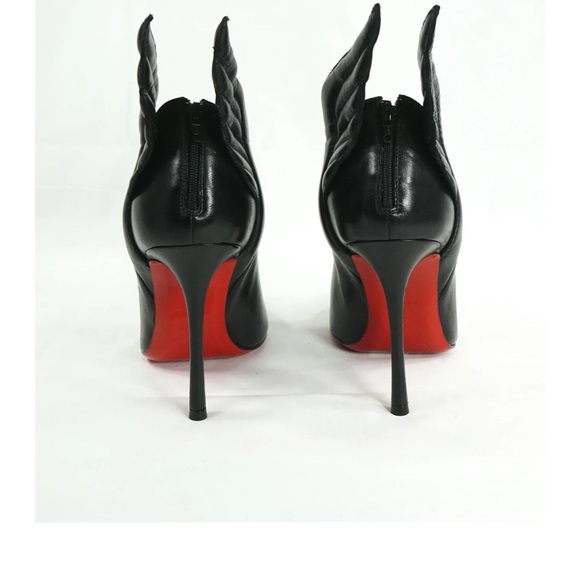 Christian Louboutin Mercura 100mm Black Leather Wing Bootie Pump 38 1/2 - Picture 2 of 9